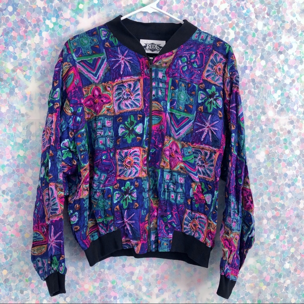 Vintage Floral Lightweight Bomber Jacket